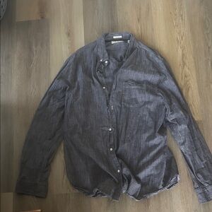 Casual Long-Sleeve Button-Down Shirt - Slate Gray
